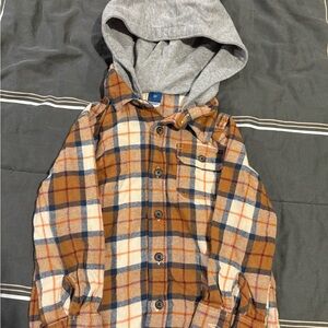 Old Navy Kids Plaid Button Down Shirt with Hood